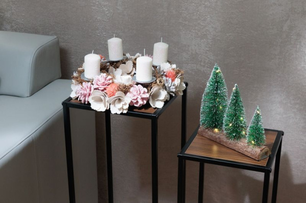 Veniec MagicHome Vianoce, adventný, ružovo-oranžový, 30 cm 2