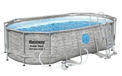 Bazén Bestway® Power Steel™, Vista Series, 56714, kartušová filtrácia, rebrík, plachta, dávkovač, 42