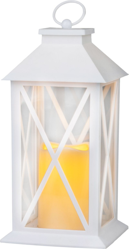 Lampáš MagicHome Vianoce, LED teplá biela, 3xAAA, plast, časovač, biely, 14x14x32.2 cm, pohyblivý pl