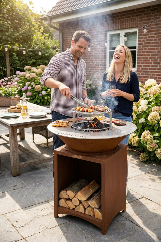 Gril Strend Pro Fiesta, prevedenie rust, oceľ, priemer 75 cm, s ohniskom 1