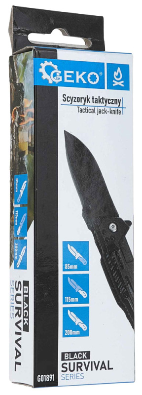 Taktický nôž BLACK Survival 200/75 mm, GEKO 2