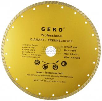 Diamantový kotúč TURBO 300 x 32 x 3 mm, celistvý segment, GEKO